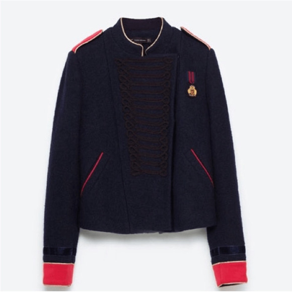 Red and navy blue military wool jacket - Picture 1 of 11